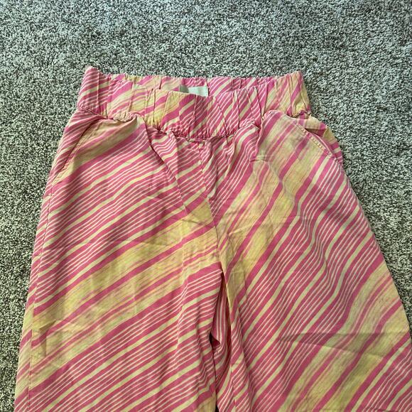 Elevenses Anthropologie pink & cream striped wide-leg pants size M - Picture 3 of 13